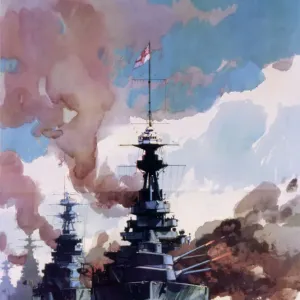 British Battleships at Sea During World War Two Print