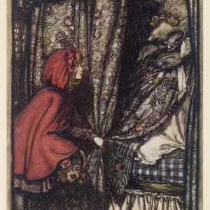 Rackham Print - Little Red Riding Hood Greets the Wolf