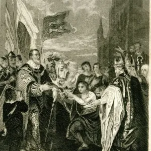 Guillermo I el Conquistador recibiendo la corona