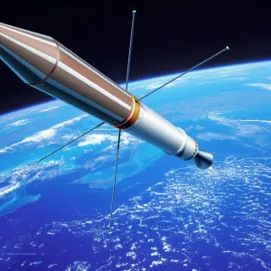 Computer artwork of Explorer 1 in orbit Print