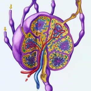 Lymph Node Print with Highlighted Tissue Types