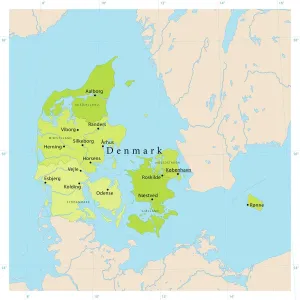 Carte vectorielle du Danemark.