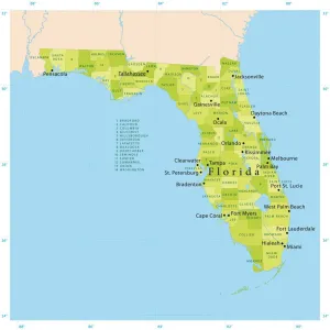 Florida Vector Map Print Quality Illustrations
