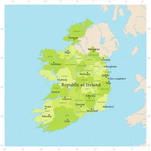 Highly Detailed Ireland Vector Map Print for Art and Design