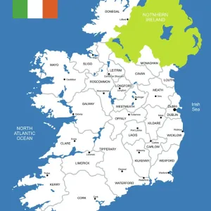 Fine Art Storehouse Print: Detailed Map of Ireland