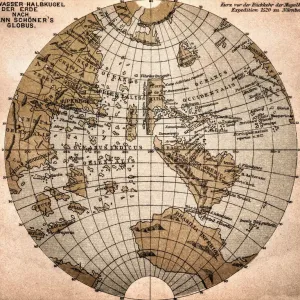 Western Hemisphere Map Print 1520 Johannes Schoner Globe