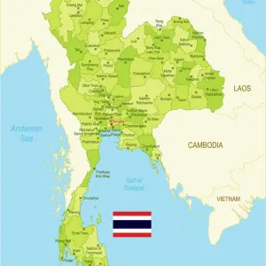 Detailed Thailand Print Map with Surroundings and Provinces Detailed Thailand Print Map with Surroundings and Provinces