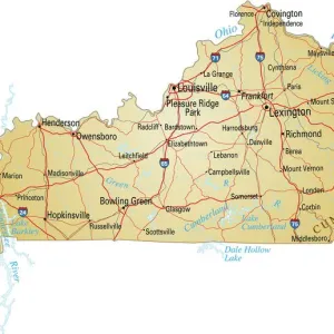 Kentucky Reference Map Print - Major Roads, Rivers & Lakes