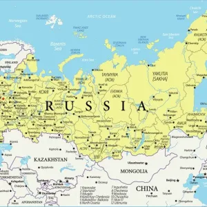 Fine Art Storehouse Print of Map of Russia Reference Map