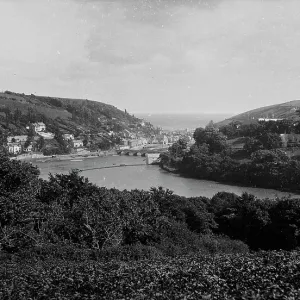 Looe River Print, 1890s View over Trenant Wood towards Looe Bridge