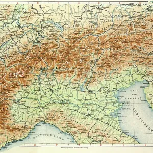 Carte ancienne des Alpes.