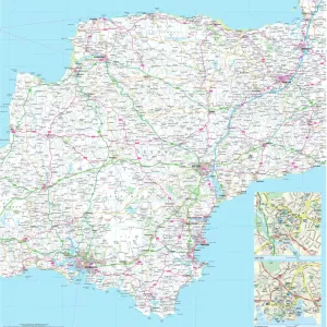 Devon County Road Map Print Devon County Road Map Print