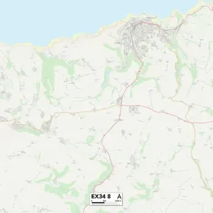Exeter EX34 8 Postcode Sector Print Map