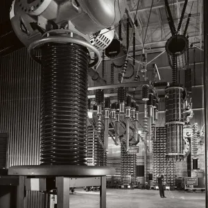 Two Engineers Working with Tuning Reactors Print