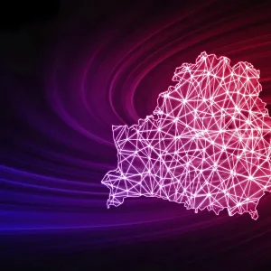Belarus Polygonal Mesh Line Map Print