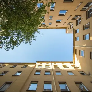 Rectangular Backyard Print, Seen from Below