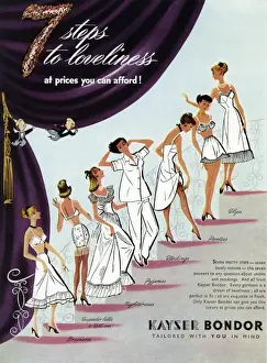Anuncio para ropa interior y camisones Kayser Bondor de 1953.