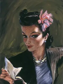 David Wright Pin Up Imprime: Alluring letter reader by David Wright