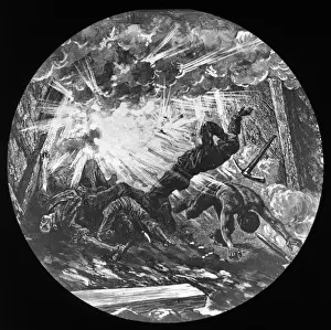 Welsh Mining History Imprime: Artists impression of a colliery explosion