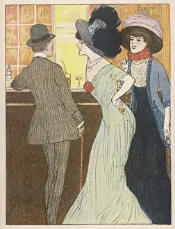 Vintage Pub Atmosphere Imprime: Three at the Bar 1908