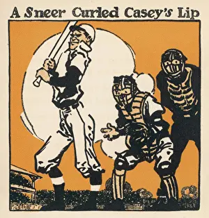 Impresiones de El caso de Casey al bateo Grant Wood Imprime: Béisbol / Casie en el bateo