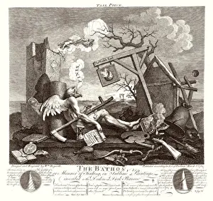Impresiones de La cola del pie o el báthos : en su último impresión, Hogarth repite sus opiniones sobre la moda de las pinturas maestras antiguas oscuras en una imagen algorismática compleja H Imprime: El bato (Hogarth)