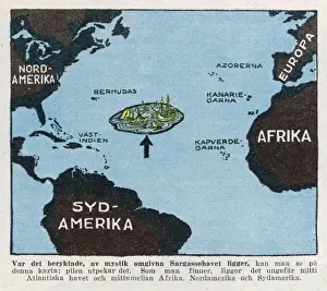 Impresiones de El área ya tenía una mala reputación siniestra incluso antes de inventar el triángulo, se pensaba que los naufragios terminaban en el Mar del Sargaso Bermudas Imprime: Triángulo de Bermuda / Mapa
