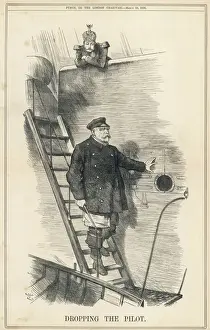 Impresiones de Otto von Bismarck Canciller alemán destituido por el emperador Guillermo II: Drogando al piloto Alemania Imprime: Bismarck cayó el piloto