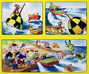 Summer Beach Scene Imprime: Boating
