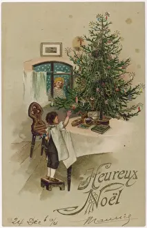 Historical Christmas Customs Imprime: Boy and Tree