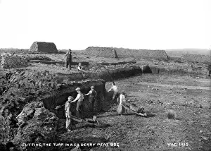 Condado De Londonderry Imprime: Cortando el Territorio en un Pantano de Paja en la Compañía de Derry, Irlanda del Norte