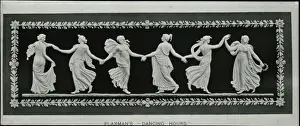 Impresiones de Blanca y negra. La imagen muestra una basa relieve de seis damas cada una sosteniendo la mano del uno al lado suyo y aparentemente bailando John Flaxman Imprime: Horas de baile