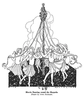 Traditional Folk Dance Imprime: Dancing Round Maypole