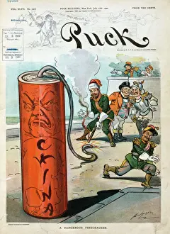Puck Magazine Illustrations Imprime: A dangerous firecracker