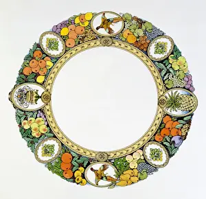 Historical Food Illustrations Imprime: Decorative circular border