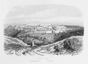 Impresiones de Una vista lejana de la ciudad de Jerusalén Patrimonio De Jerusalén Imprime: Visión lejana de Jerusalén