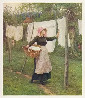 Vintage Laundry Day Imprime: Drying Clothes / Allingham