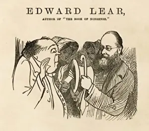 Impresiones de Edward Lear Artista y poeta de locuras que muestra un extraño quien pensaba que el nombre Eduardo Lear era solo una apodo la parte interior del sombrero con su nombre en la línea Edward Lear Imprime: Edgar Allan Poe