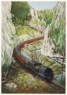 Impresiones de El Olímpico, un tren eléctrico de la ferrocarril del Chicago, Milwaukee y Saint-Paul y el Pacífico pasa por el Cañón de Montana Paul Y Imprime: Tren eléctrico de EE.UU