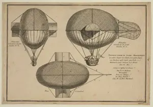 Aeronautics History Imprime: Elevations and plan of balloon