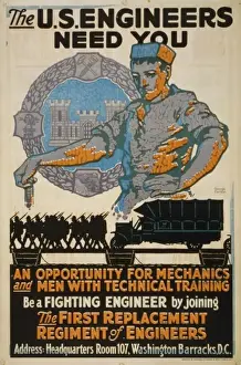 Recruitment Poster WWI Imprime: The US Engineers need you