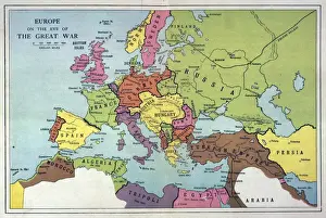 Impresiones de La carta de Europa en el umbral del primer mundo bélico Imágenes Relacionadas Imprime: Mapa de Europa, 1914