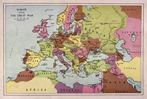 Impresiones de La cartografía de Europa después de la Primera Guerra Mundial Imágenes Relacionadas Imprime: Mapa de Europa 1918