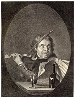 Vintage Musical Entertainment Imprime: Fiddling and Tippling