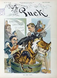 Puck Magazine Illustrations Online Imprime: His first bath