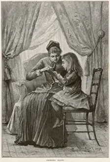 Young Girl Reading Imprime: First Lesson