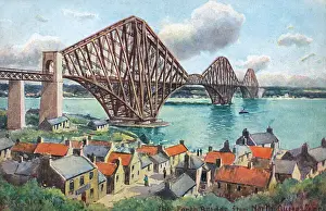 Impresiones de La Puente Ferroviario de Forth - visto desde Norteamérica, Queen's Ferry. El puente se convirtió en un sitio Patrimonio Mundial de la UNESCO en julio del año 2015. Fecha aproximada: décadas de 1910s Gales Imprime: Ponte del Ferrocarril Forth