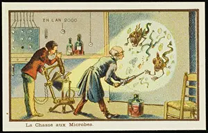 Scientist In Lab Imprime: Futuristic study of microbes