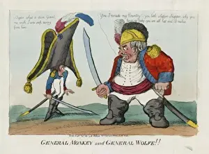 Napoleon Cartoon Imprime: General Monkey and General Wolfe