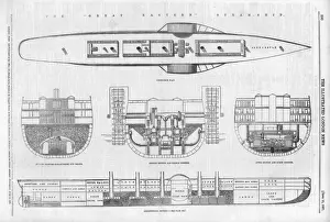 Victorian Era Engineering Imprime: Great Eastern X-Section